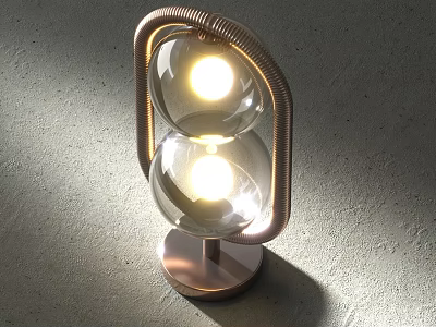 Modern Table Lamp With Double Glass Globe And Illuminated Metal Frame Design 3d model