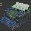 Vintage Typewriter With Classic Keyboard And Rolled Paper On Shiny Surface