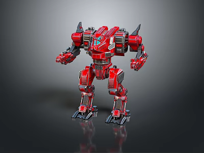 Red Armored Mechanical Robot Featuring Futuristic Sci Fi Design And Detailed Mechanical Arms 3d model