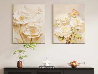 Cream Wind Decorative Painting Hanging Painting 3d model