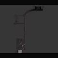 Mechanical Part With Gear Like Structure Dark Brown Metal Orange Symbol Curved Design Support Base