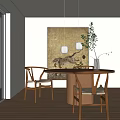 Quiet table and chair combination 3d model