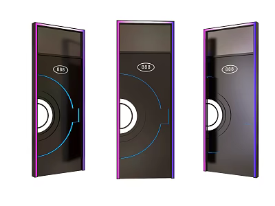 Modern Swing Door With Glass Panel And Sleek Metal Frame Design 3d model