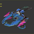 Futuristic Blue Mechanical Robot With Pink Accents And Sharp Bladed Appendages