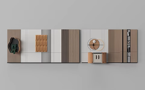 New Chinese Restaurant Background Wall Wood Decorative Background Wall Box Background Wall 3d model