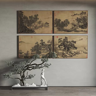 New Chinese Landscape Painting Hanging Painting Decorative Painting 3d model
