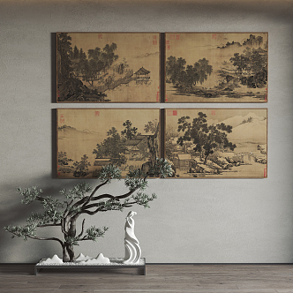 New Chinese Landscape Painting Hanging Painting Decorative Painting 3d model