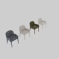 Modern Dining Chair With Armrests And Blue White Grid Pattern Design