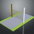 Portable Home Volleyball Net Set With Brown White Poles Green Gray Base