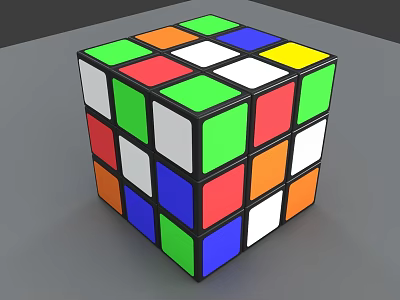 Colorful Rubik's Cube Puzzle With Multi Colored Squares On Gray Surface 3d model