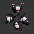 Three Game Movie Characters With White Helmets Red Scarves And Blue Tops Standing Together
