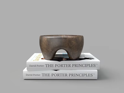 Two THE PORTER PRINCIPLES Books by David Porter With Bowl Shaped Object On Top 3d model