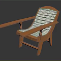 Modern Wooden Leisure Chair With Grid Patterned Backrest And Armrests Design