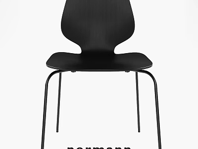 Contemporary Black Normann Chair With Ergonomic Curved Backrest And Metal Legs 3d model