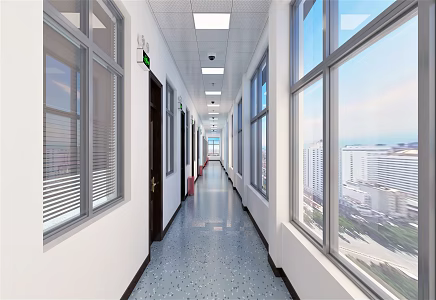 Modern aisle office corridor 3d model