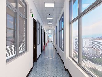 Modern aisle office corridor 3d model