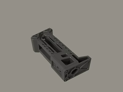 Black Mechanical Structural Component With Multiple Holes And Bolt Mounts 3d model
