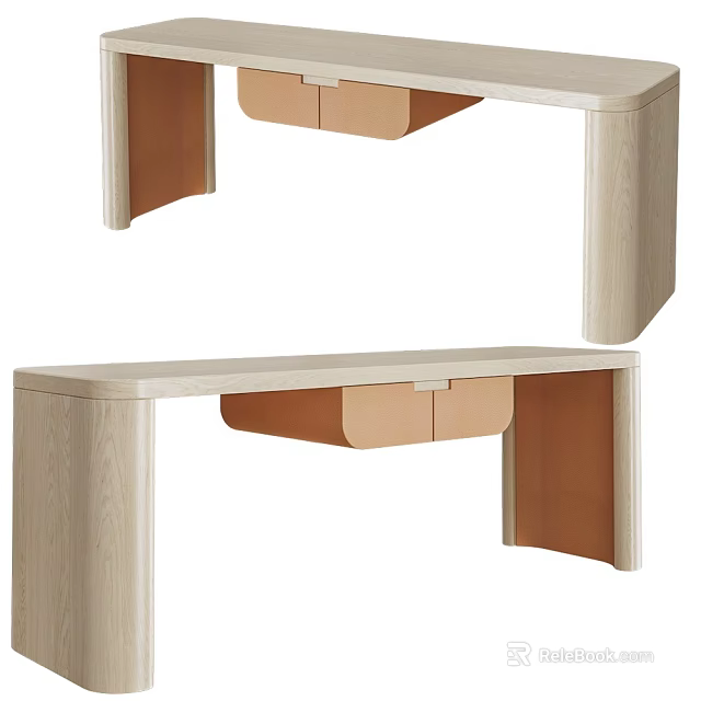 Modern Light Wood Console Table With Elegant Frame And Functional Drawer Design 3d model 