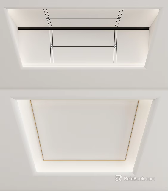 Modern White Ceiling Design With Recessed Lighting And Clean Architectural Lines 3d model 