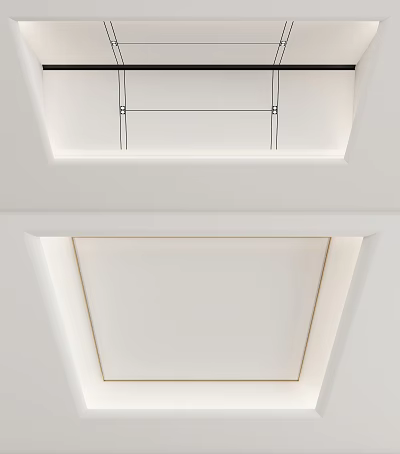 Modern White Ceiling Design With Recessed Lighting And Clean Architectural Lines 3d model