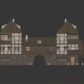 Ancient Traditional Buildings Featuring Timber Frame Structure Brown Roof And Balcony Design
