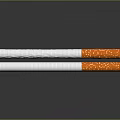Two White And Orange Textured Chopsticks Placed On Gray Background Surface 3d model