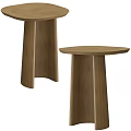 Wooden Side Tables With Modern Minimalist Design And Curved Base Structure