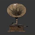 Vintage Gramophone With Brass Horn Wooden Base And Classic Decorative Design