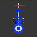 Blue Industrial Valve Equipment With Red Handwheel And Flange Body Design