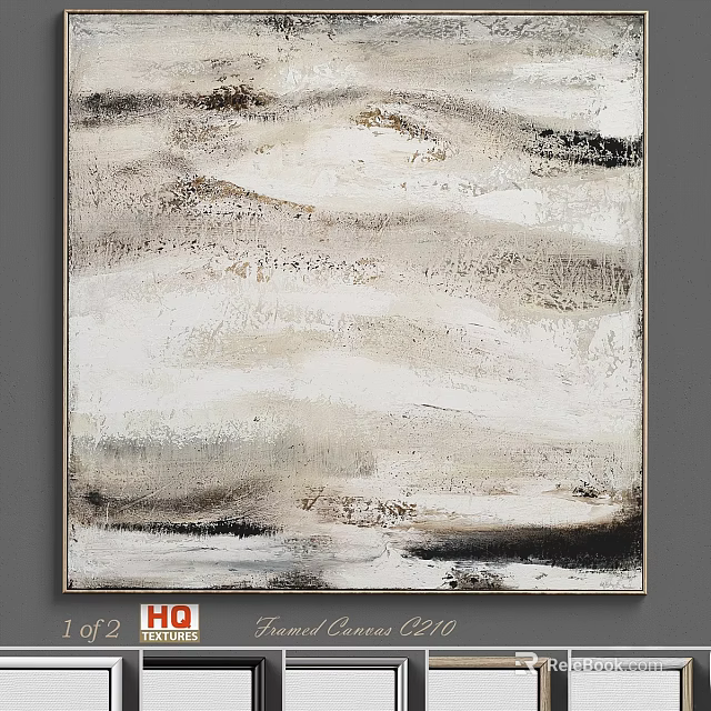 Modern Abstract Art Picture Frame With Black White Gray Tones For Home Wall Decor 3d model 