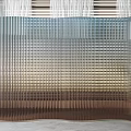 Modern Transparent Room Divider With Gradient Blue To Brown Pleated Design For Interior Decor