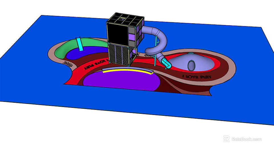 Colorful Kids Playground Equipment With Slide Pool And Multiple Fun Activity Areas 3d model 
