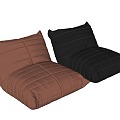 Leather Lazy Sofa Caterpillar Single Sofa Bean Bag 3d model