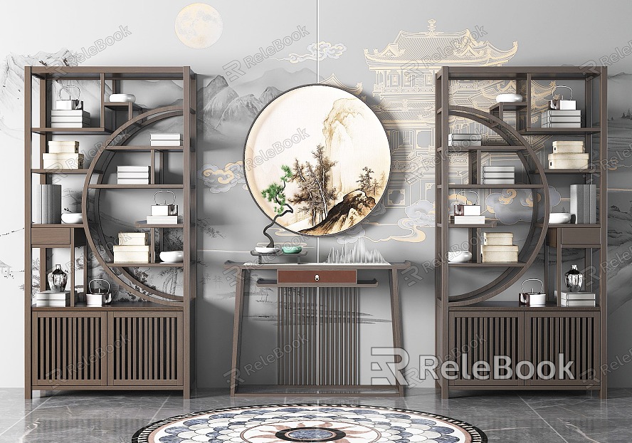 New Chinese-style End View Decorative Cabinet model