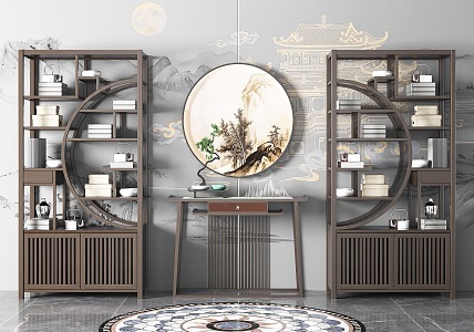 New Chinese-style End View Decorative Cabinet 3d model