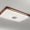 Chinese Style Ceiling Lights with Wooden Frame and White Panel Featuring Red Traditional Patterns 3d model