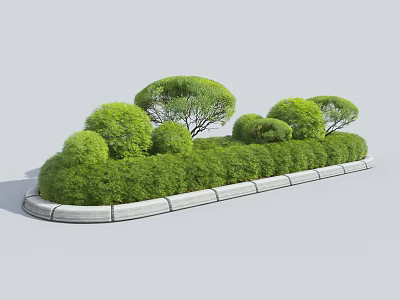 Trimmed Green Shrubs In Garden Landscape With Various Shapes And Stone Edging 3d model