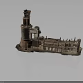 Vintage Industrial Building Model Featuring Chimney Multi level Metal and Brick Architecture