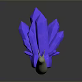 Blue Crystal Like Plant With White Base On Gray Background And Reflection