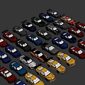 Colorful Various Cars Arranged In Rows With Different Models And Styles