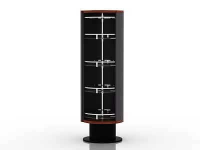 Modern Freestanding Wine Cabinet With Multi tiered Metal Racks And Dark Wood Base 3d model