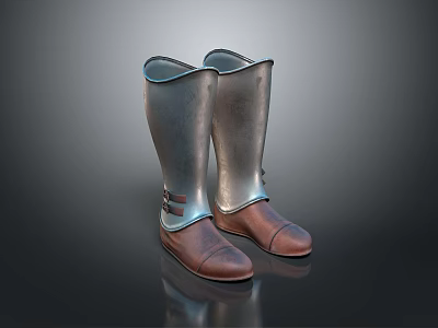 Metallic Protective Boots With Leather Sole For Daily Use And Style 3d model