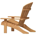 Wooden Adirondack Leisure Chair With Wide Armrests And Tilted Backrest Design