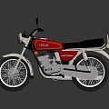 Red YAMAHA Motorcycle With Black Seat Silver Wheels Classic Design And Reflective Surface