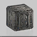 Futuristic Mechanical Box With Intricate Metal Patterns And Blue Accent Lights