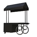Black Mobile Street Vendor Cart with Canopy Wheels and Storage Platform