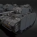 Military Armored Tank With Tracks And Gun Barrel In Foreground Among Other Tanks