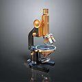 Vintage Brass Microscope With Black Base And Classic Design Structure 3d model
