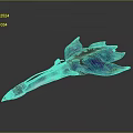 Blue and Black Ray with Streamlined Design and Intricate Patterns on Dark Background