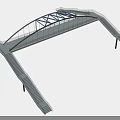 Modern Arch Bridge Design Featuring Steel Frame And Staircases Structure 3d model